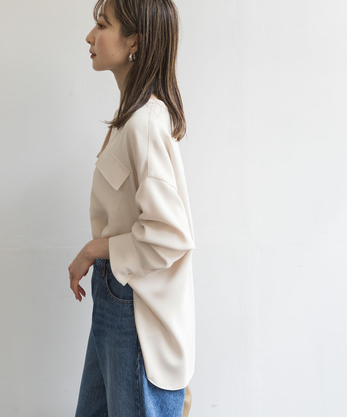NOBLE（ノーブル） シャツ ブラウス 「追加」ワークディテールドレープ