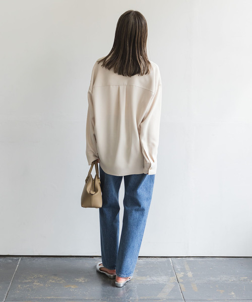 ノーブル 25SS ワークディテールドレープシャツ ブラウス アイボリー 追加・WEB限定カラー》ワークディテールドレープシャツ（シャツ