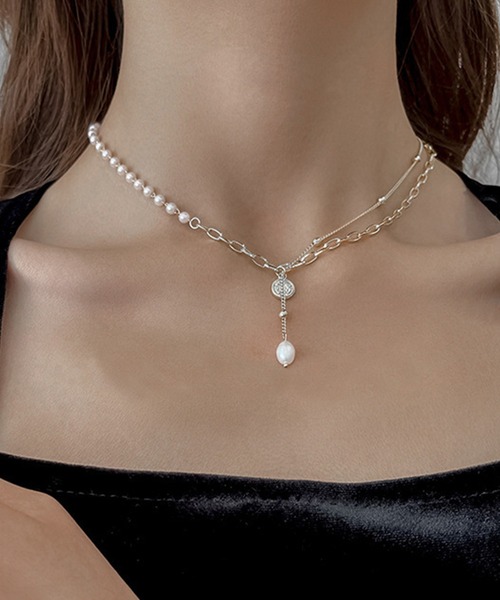 DiamondHearts（ダイヤモンドハーツ） ネックレス 2連チェーンパール