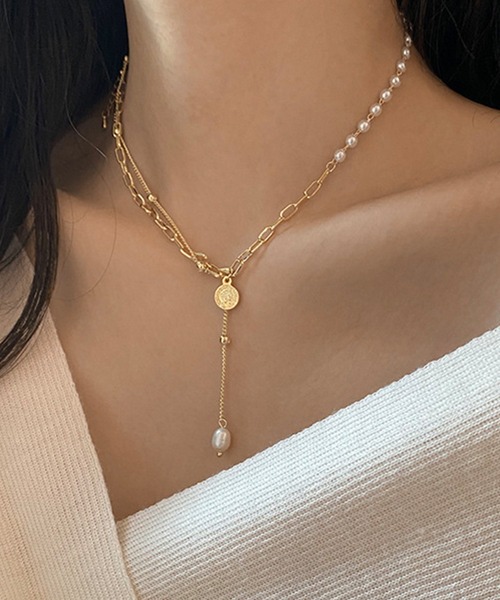 DiamondHearts（ダイヤモンドハーツ） ネックレス 2連チェーンパール