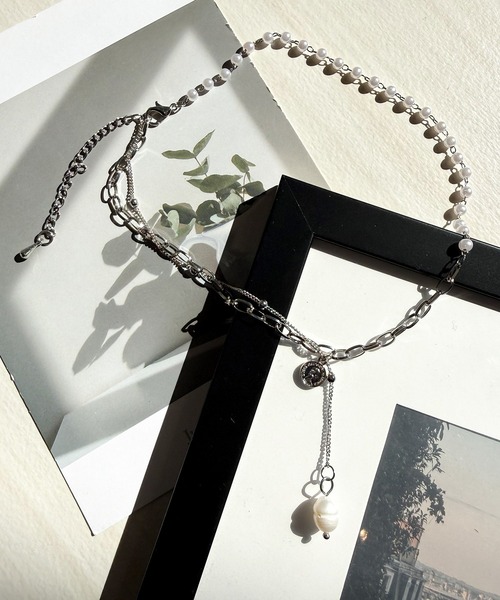 DiamondHearts（ダイヤモンドハーツ） ネックレス 2連チェーンパール