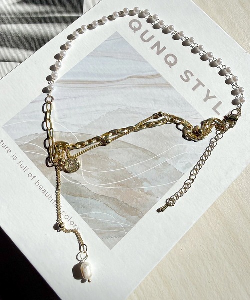 DiamondHearts（ダイヤモンドハーツ） ネックレス 2連チェーンパール