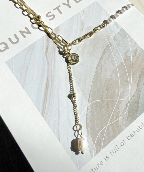 DiamondHearts（ダイヤモンドハーツ） ネックレス 2連チェーンパール