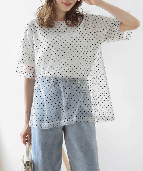 tシャツ 半袖 ドットチュールレイヤードTシャツ レディース : ZOZOTOWN 
