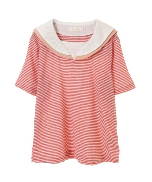 PINK HOUSE tシャツ 楊柳クレープセーラーカラーカットソー
