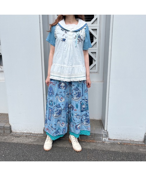 PINK HOUSE tシャツ 楊柳クレープセーラーカラーカットソー