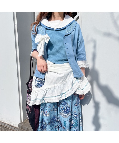 PINK HOUSE tシャツ Tシャツ 楊柳クレープセーラーカラーカットソー 