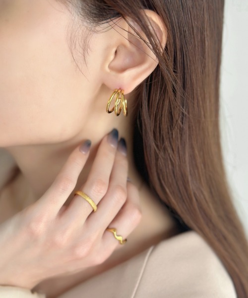 sowang ピアス 「ステンレス」3連フープピアス-3line hoop pierce