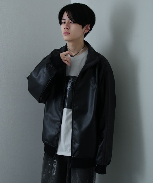 UNIK/USEDレザージャケット/ライナー付/バラ柄/フリンジ/花柄/ペイント UNIK/USEDレザージャケット/ライナー付/バラ柄/フリンジ/花柄/ペイント