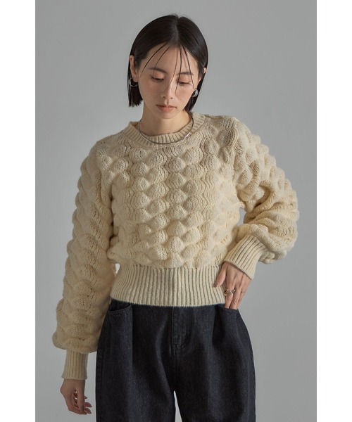 &. NOSTALGIA（ノスタルジア） ニット セーター 立体編地クロップド