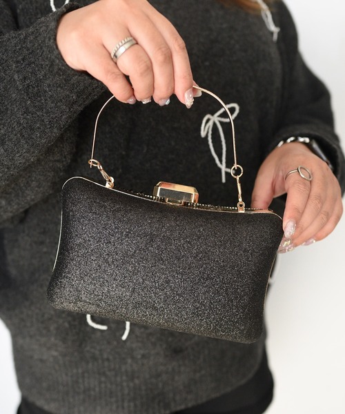 styiro クラッチバッグ パーティーバッグ エレガントパール格子柄  