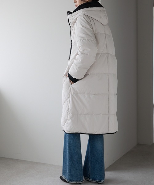 ＆HALF ダウンコート ダウンジャケット バイカラーロングコート