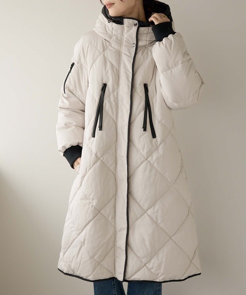 ＆HALF ダウンコート ダウンジャケット バイカラーロングコート（配色
