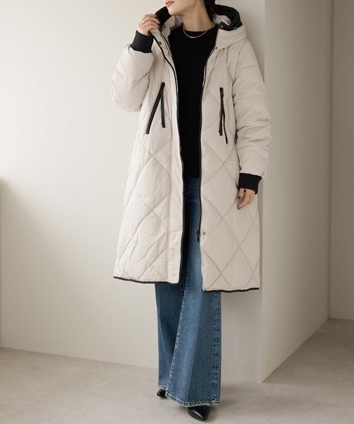 ＆HALF ダウンコート ダウンジャケット バイカラーロングコート（配色