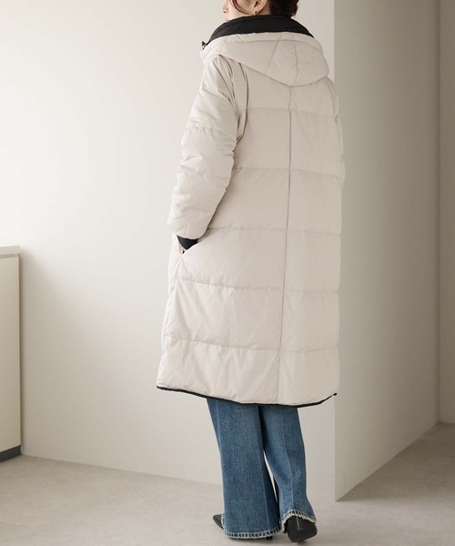 ＆HALF ダウンコート ダウンジャケット バイカラーロングコート（配色