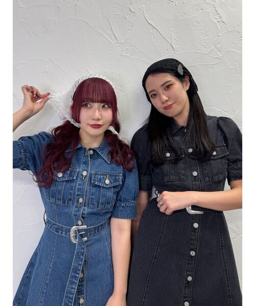 jouetieスタッズ付きデニムワンピース jouetie スタッズデニムワンピース（ブルー） -ファッション通販