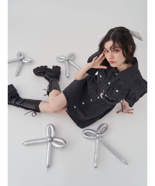 ☆ドイツ発*BERSHKA*新作*デニムミニフレアワンピ/NV☆ 楽天市場】ハートボタンペプラムデニムミニワンピース シャツ