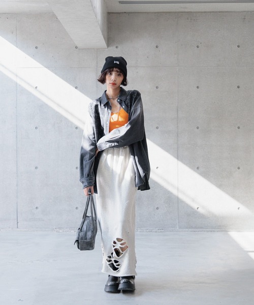 PAGEBOY　レザースカート PAGEBOY スカート ダメージウラケナロースカート : ZOZOTOWN