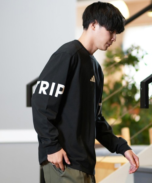 adidas☆ロンTee オーバーサイズ バックプリント ユニセックス adidas tシャツ adidas/アディダス ロンTee オーバーサイズ