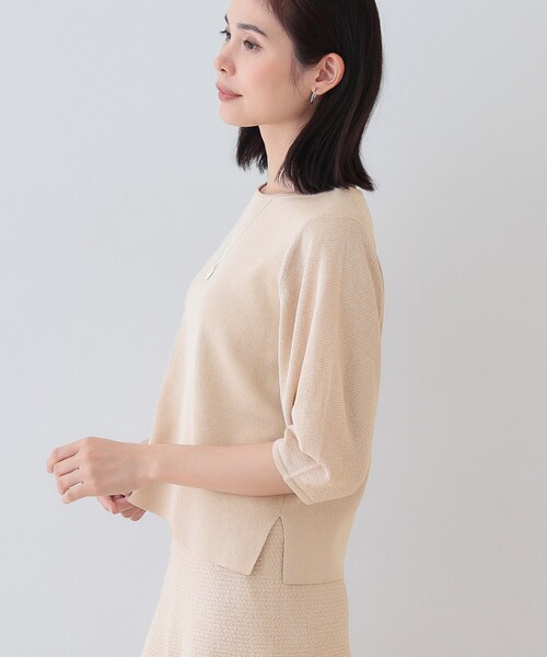 ニット セーター 春SALE！「洗える／和紙混素材／SETUP可能」バルーンスリーブニット レディース INDIVI ニット セーター 春SALE！「洗える／和紙混素材／SETUP