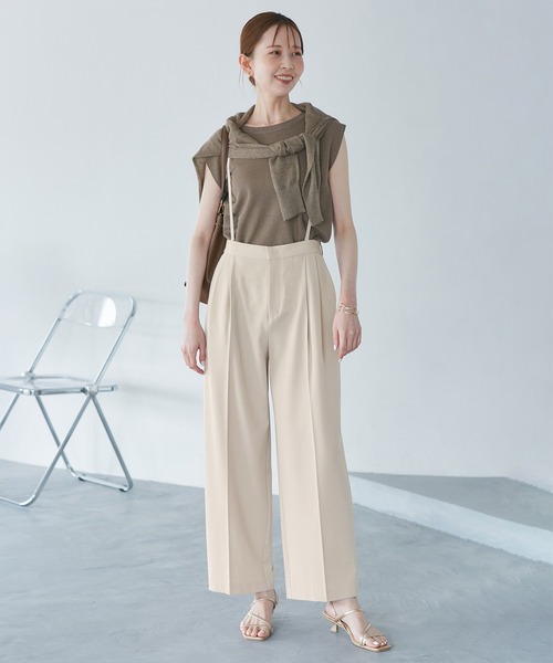 【新品】EPOCA THE SHOP  36号　サスペンダーワイドパンツ サテンワイドパンツ(パンツ)｜EPOCA(エポカ)のファッション通販