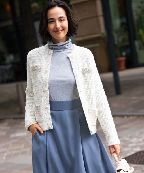 組曲（KUMIKYOKU） ニットカーディガン 3 ホワイト レディース