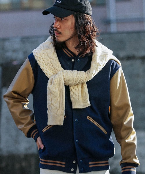 「EBBETS FIELD FLANNEL」 スタジャン「URBAN RESEARCH Sonny Labelコラボ」 MEDIUM ネイビー メンズ_画像2