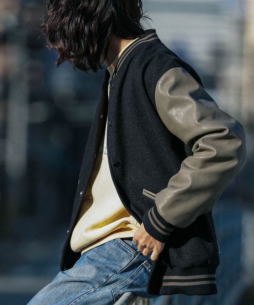 「EBBETS FIELD FLANNEL」 スタジャン「URBAN RESEARCH Sonny Labelコラボ」 MEDIUM ネイビー メンズ_画像7