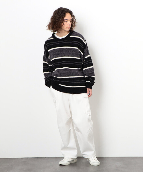 「Purple&Yellow」 長袖ニット MEDIUM ブラック メンズ_画像2