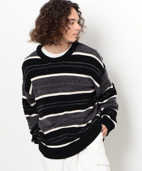 「Purple&Yellow」 長袖ニット MEDIUM ブラック メンズ_画像4