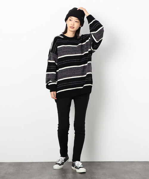 「Purple&Yellow」 長袖ニット MEDIUM ブラック メンズ_画像6