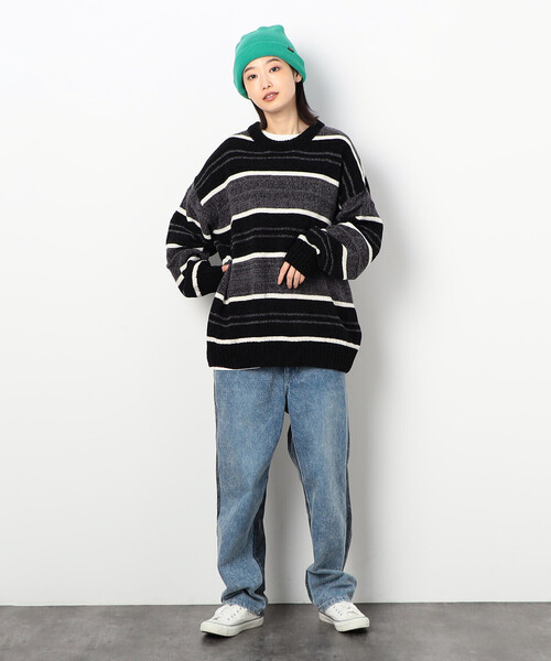 「Purple&Yellow」 長袖ニット MEDIUM ブラック メンズ_画像7