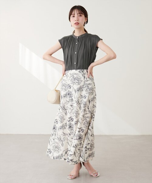 ブラウス シャツ コットン ギャザー ノースリーブ シャツ レディース セール】コットン ギャザー ノースリーブ シャツ（シャツ