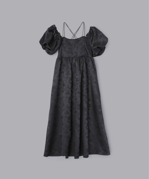 楽居布 LAIFU パフスリーブワンピース　黒 ワンピース黒 2L (L寄り) 即納 背中開き ミニ 310826
