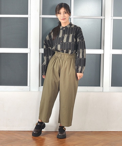 ブラウス シャツ Colork(カラック) レトロ柄 袖ゴムコクーンシャツ レディース WEICA ブラウス シャツ Colork(カラック) レトロ柄 袖ゴム