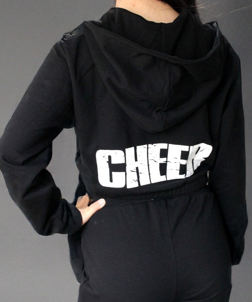 CHEER（チアー） パーカー 裾絞りデザインショート丈ジップアップ 