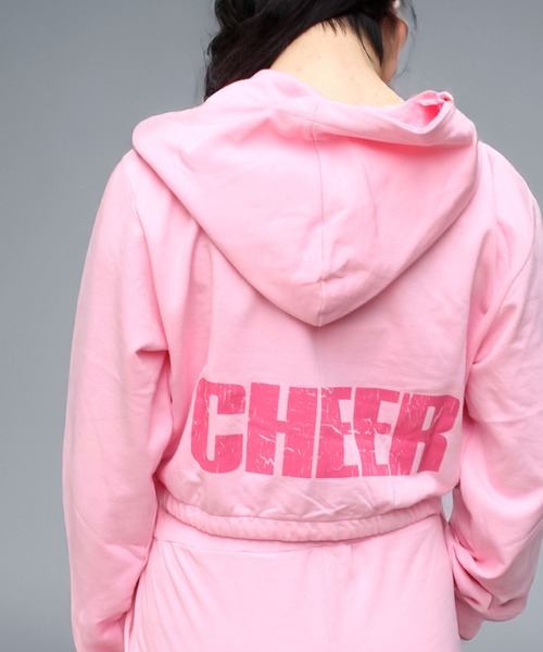 CHEER（チアー） パーカー 裾絞りデザインショート丈ジップアップ 