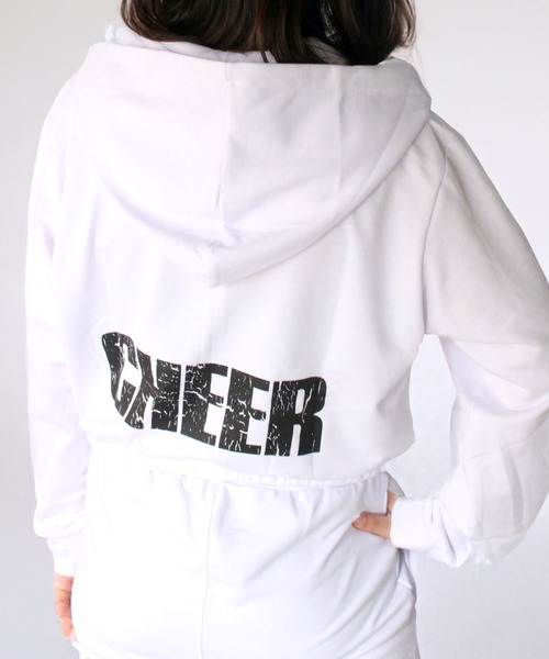 CHEER（チアー） パーカー 裾絞りデザインショート丈ジップアップ 