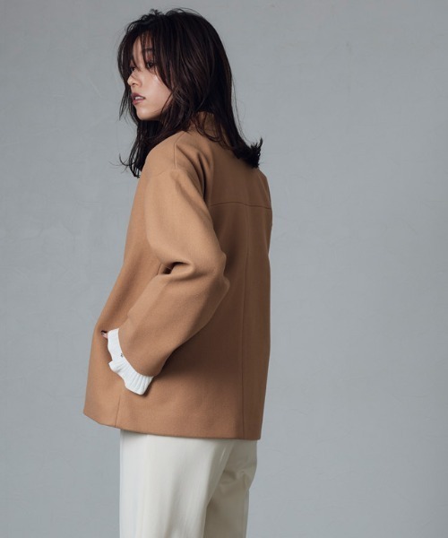 「Pierrot」 ノーカラーコート L オフホワイト レディース_画像3