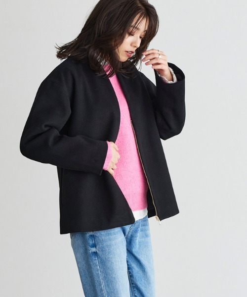 「Pierrot」 ノーカラーコート L オフホワイト レディース_画像7