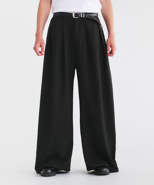 新品★クラブハウス★オリジナルパンツ★黒XL Regen Glanz パンツ two tuck herringbone curve slacks/ツータックへ