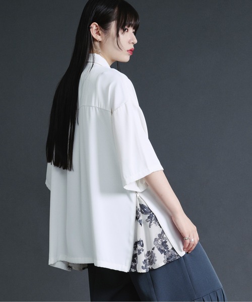 Ellno Loset シャツ 2WAYサイドジップガラパターンシャツ メンズ