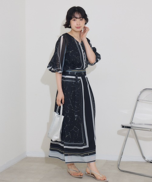 プリスティン　ルーツプリントギャザースカート　新品未使用 Rootsプリント ギャザースカート / オーガニックコットン – PRISTINE