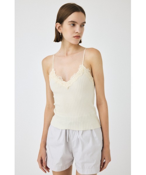 キャミソール 「セットアップ対応」LACE TRIM RIB キャミソール
