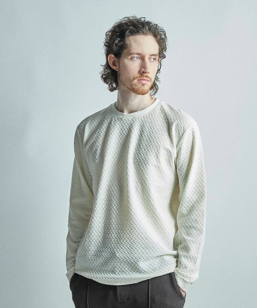 メンズビギ（MEN’S BIGI）/シャーリングジャカードロングスリーブTシャツ MEN'S BIGI（メンズビギ） tシャツ シャーリングジャカードロング