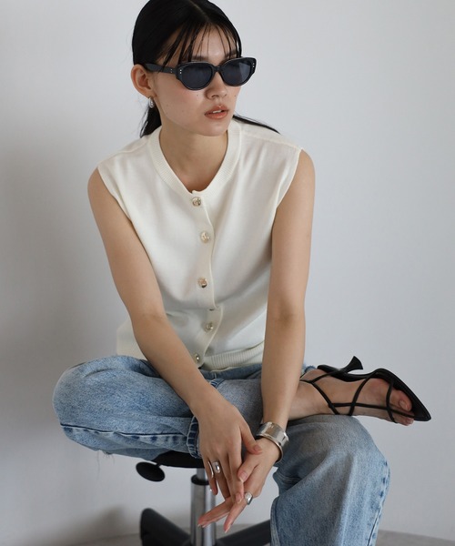 【新品未使用】BATONER OPEN-ENDYARN VEST グレージュ 1 BATONER【WOMEN'S】GRASSY RACE PETIT VEST バトナー グラッシー