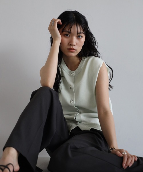 ENC ベスト ジレ 「動画あり」nuance button summer knit vest
