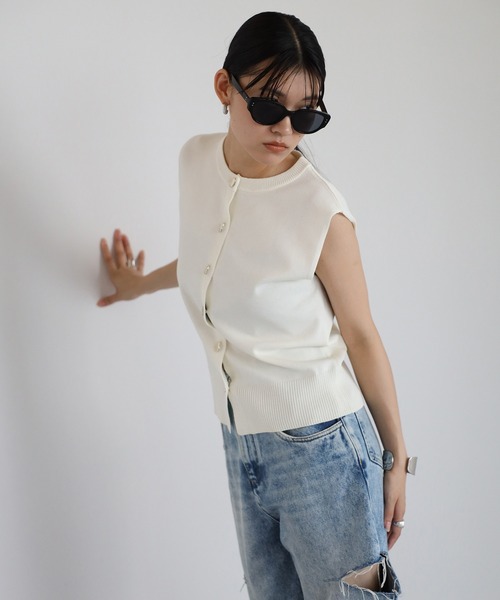 ベスト/ジレ agawd Summer Knit Vest ENC ベスト ジレ 「動画あり」nuance button summer knit vest / 変形