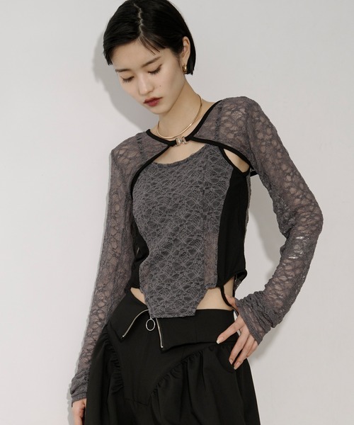 Ezick アンサンブル 2p lace bolero レースボレロキャミソール
