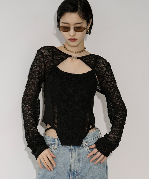 アンサンブル 2p lace bolero レースボレロキャミソール